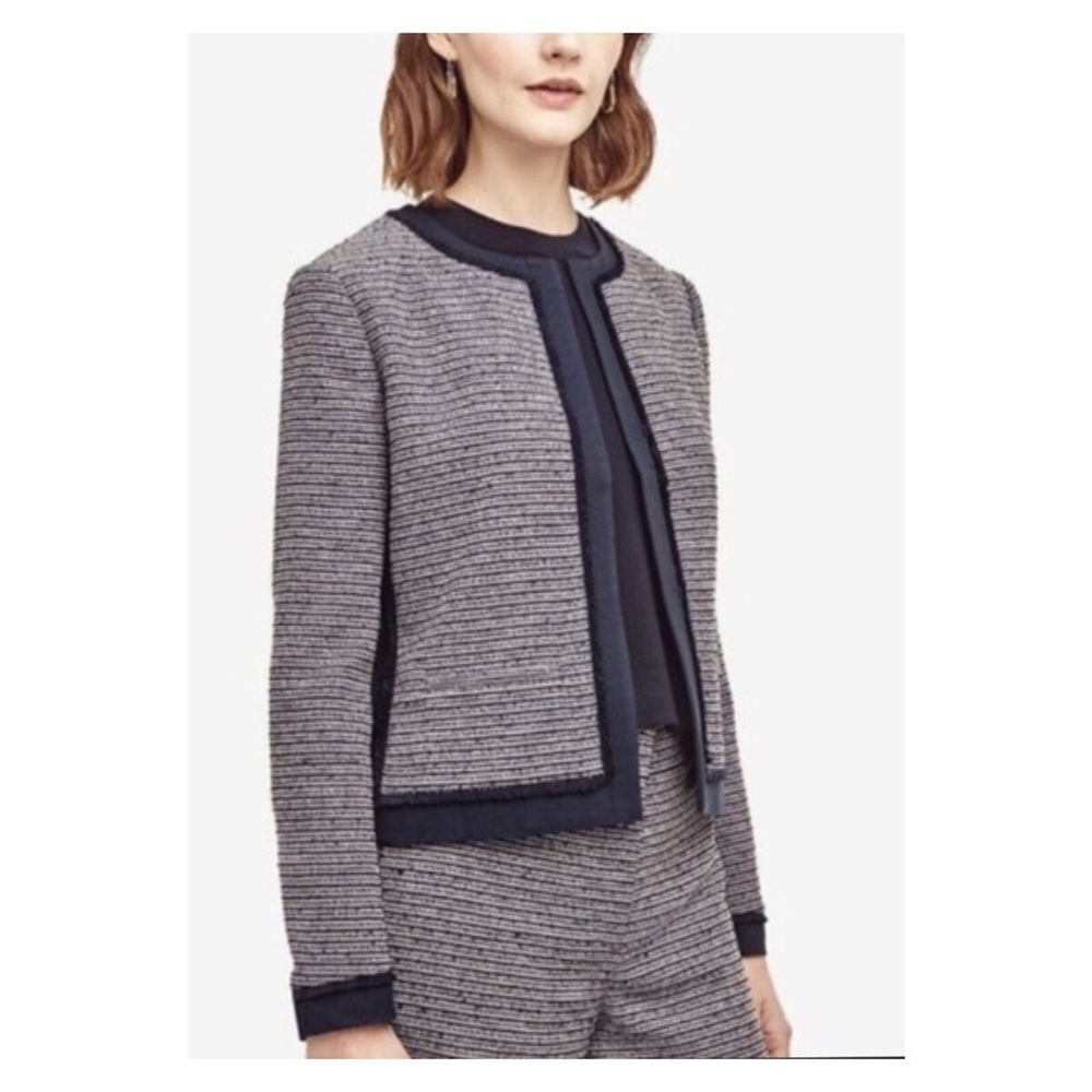 Ann Taylor Navy and White Striped office siren Jacket 2